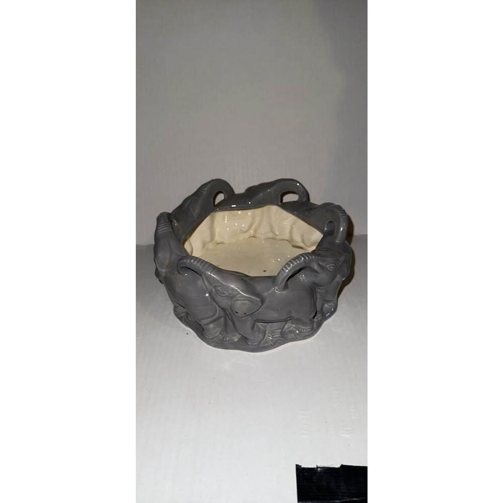 Grey Ceramic Elephant Planter Bowl